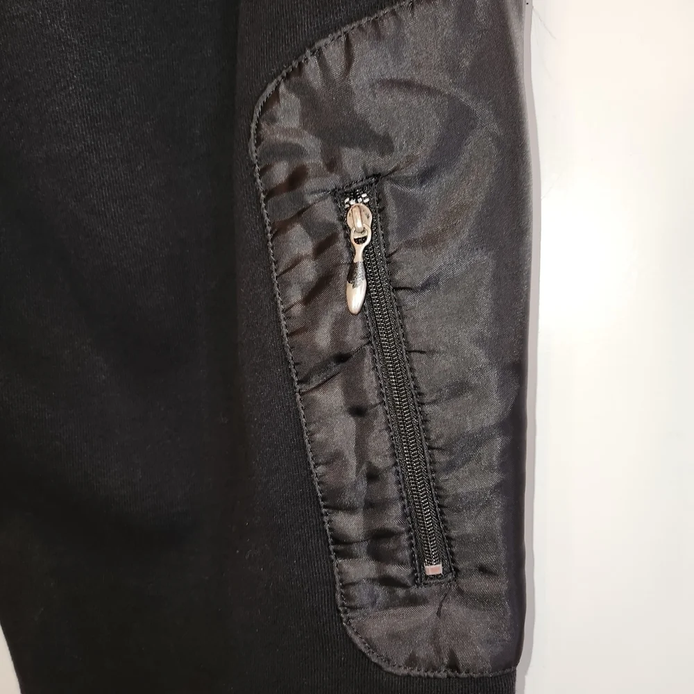 Staple Pigeon Black Jogger Pants Designs & Embroidery Black Zip Ankles Size L